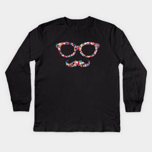 Hipster Glasses & Mustache Kids Long Sleeve T-Shirt